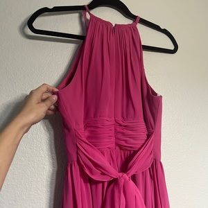 Monique Lhuillier Hot pink tie back maxi dress size 6